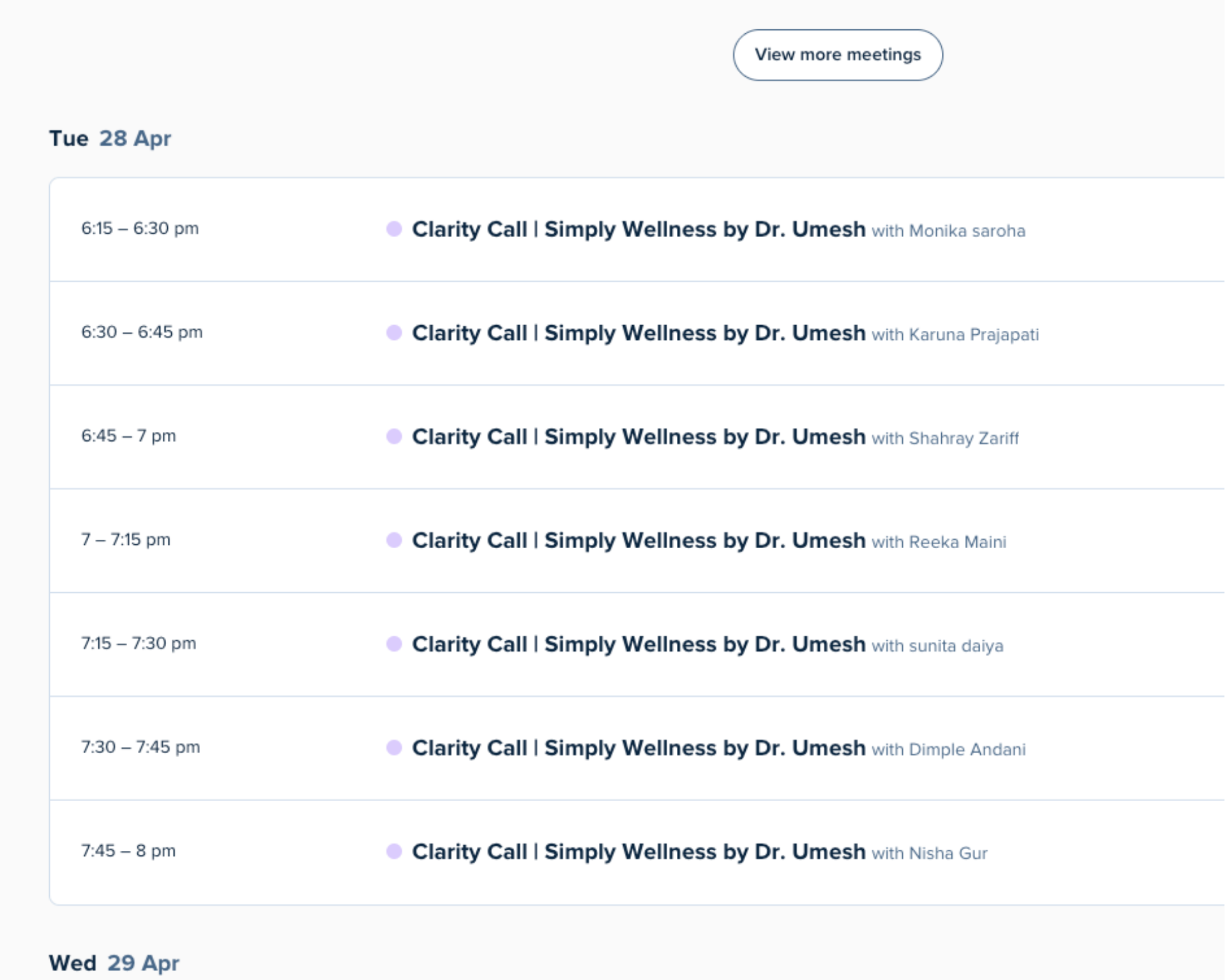 Calendly bookings